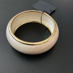 60. Faux Ivory Bangle w/ Gold Trim Classic & Chic